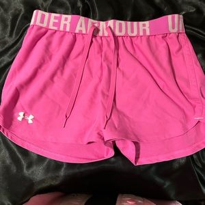 Pink under armour shorts women XS